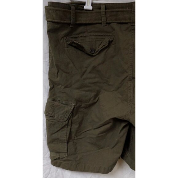 Mutual Weave Mens 48x11 Green Stretch Belted Heavyweight Canvas Cargo Shorts - Picture 7 of 12